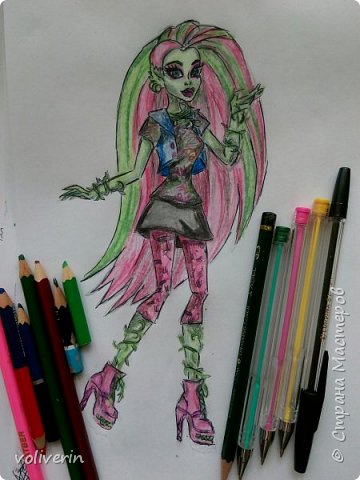 30 кукол Монстер Хай (Monster High) нарисованных ручками и цветными карандашами (фото 4)