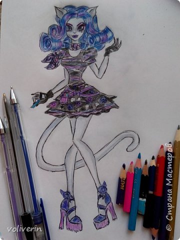 30 кукол Монстер Хай (Monster High) нарисованных ручками и цветными карандашами (фото 3)