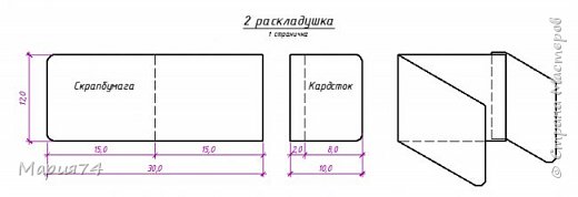 Сама раскладушка из скрапбумаги, а клапан из кардстока приклеивается отдельно - т.к тупо не хватает размера скрапбумаги сделать цельнотянутый))) (фото 19)