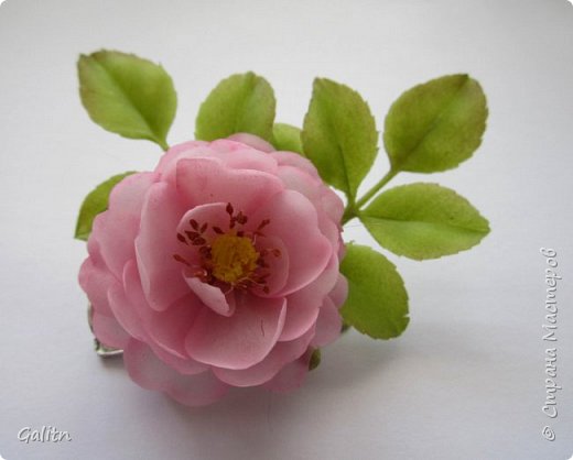 первая моя брошка-заколка-Веточка шиповника.... (фото 6)