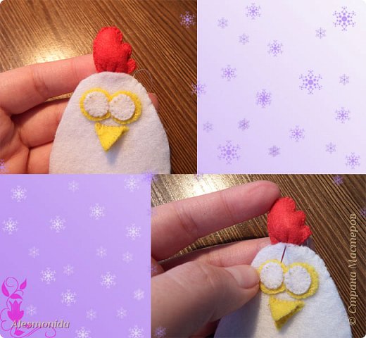 По ходу дела, пришиваем гребешок (между белыми частями): (фото 14)