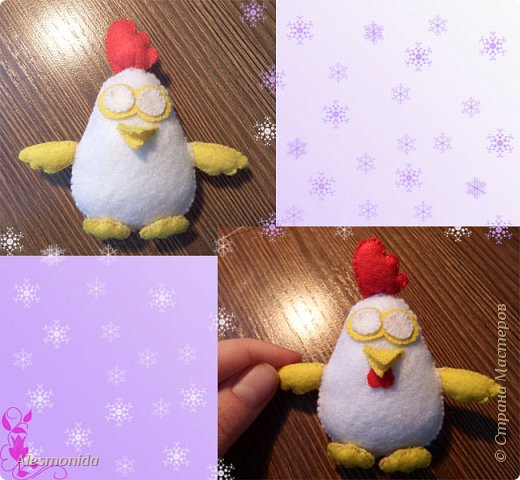 Так как детали получаются достаточно мелкими, лапки и маленький гребешок под клювом, я приклеивала. Для лапок использовала клей Дракон, он не оставляет следов и крепко клеит: (фото 22)