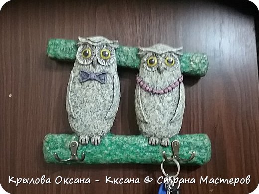 Ещё одна ключница , она уже и размером побольше 25 х 20 см , и совы повзрослее (фото 14)
