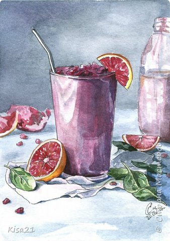 Немного акварельных скетчей про вкусняшки. А вы любите пирожинки и смузи? пишите в коментариях (фото 1)