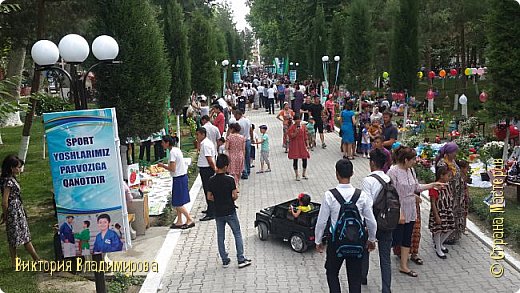 Городской парк г Ферганы 1 июня.Школы,колледжи и организации приняли участие в  выставке цветов и декоративных птиц и животных. (фото 1)