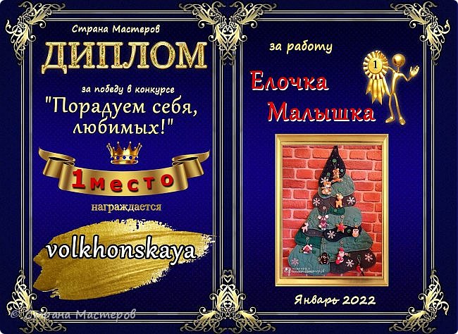 Первое место с результатом 39 голосов присуждается работе мастера volkhonskaya "Елочка Малышка".
Аплодисменты!

 (фото 3)