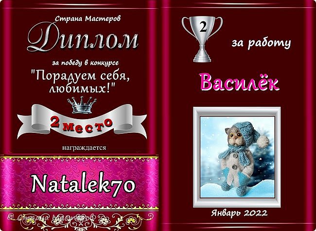 Второе место с результатом 34 голоса присуждается работе мастера Natalek70 "Василёк".
Аплодисменты!

 (фото 7)