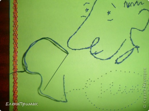 Иглой сделала проколы в нужных местах , и вышила рисунок при помощи техники изонить.  (фото 3)