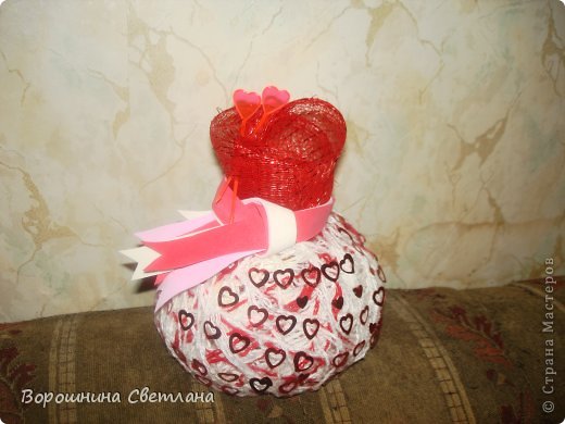 Вазочка из шерсти "Сердечная" (фото 6)