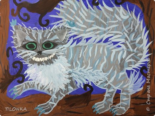 Чеширский кот собственной персоной, не ждали? Вот такая работа получилась у Варвары. (фото 1)