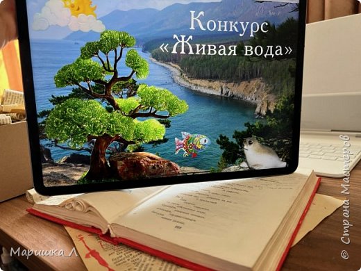 У книги оформила края красной краской и сделала несколько внутренних волн, промазав все страницы клеем. (фото 3)