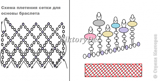 Вниманию помощников сайта!!! Схему рисовала САМА. Понятно, что подобные бисерные сетки не мое изобретение и таких браслетов полный Интернет, только я НЕ КОПИРОВАЛА ни из Интернета, ни из какого либо журнала. В элементарной компьютерной программе, не будучи специалистом в данной области, можно нарисовать любую схему. (фото 7)