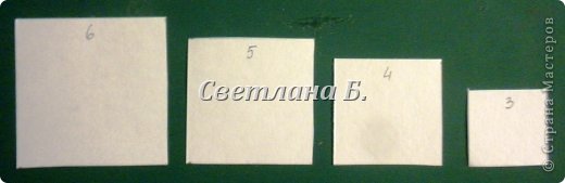 Из бумаги для акварели нарезать квадраты со сторонами 6, 5, 4, 3 см. (фото 7)