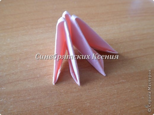 Для начала мы сделаем "птичий" круг. Если кто-то не знает, то как его смастерить показано ниже. Обычно для круга берут три ряда модулей.
Их соединяют так, как показано на рисунке. (фото 2)